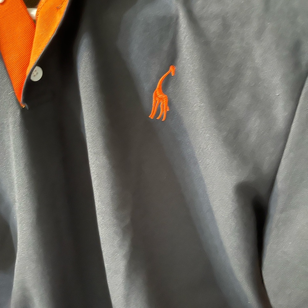 NWOT!  Polo-Style Men’s Navy Shirt with Orange Accents. Size Large.  Never worn! - Picture 7 of 7